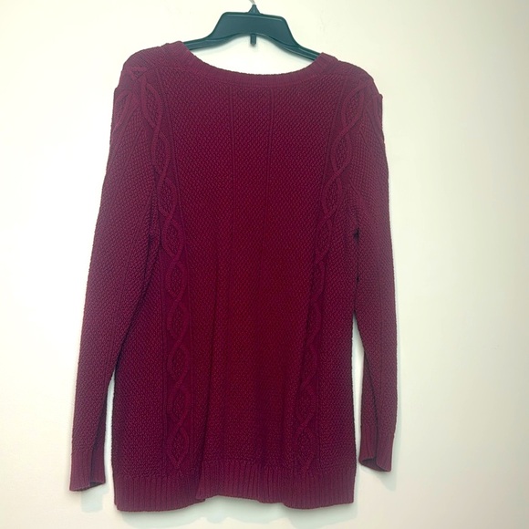 Croft & Barrow Burgundy Cotton Chunky Knit Sweater with Pockets Size L - Picture 5 of 5